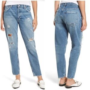 AGOLDE Jamie High Rise Classic Isolation Jeans Distressed Bottom Fly Size 27